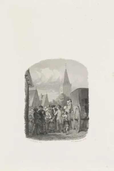 Menigte op een dorpsplein