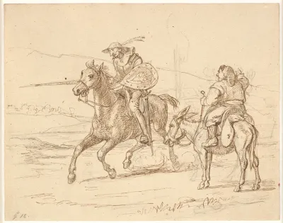 Mens Sancho ser til, går Don Quixote til angreb