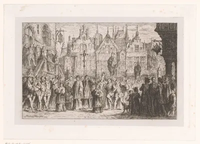 Mensen krabben zichzelf tijdens een processie door de stad