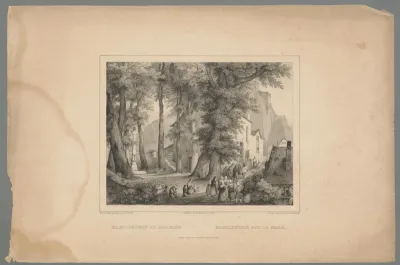 Mensen op weg naar een kerk te Martinstein