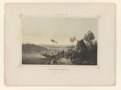 Mensen steken met roeiboten een rivier over naar de abdij van Andechs