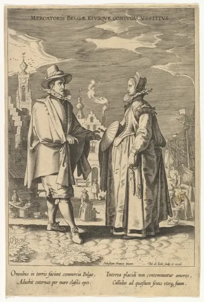 Mercatoris Belgae Eiusque Coniugis Vestitus, from Fashions of Different Nations