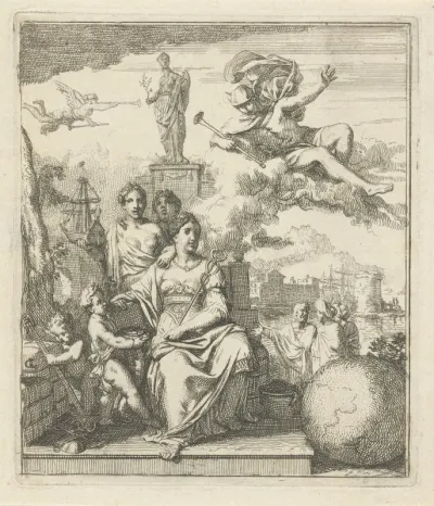Mercurius aanschouwt de Handel en Scheepvaart
