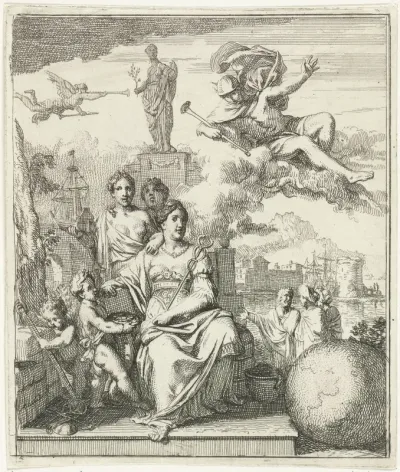 Mercurius aanschouwt de Handel en Scheepvaart