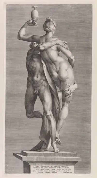 Mercurius en Psyche: aanzicht met de achterzijde van Psyche