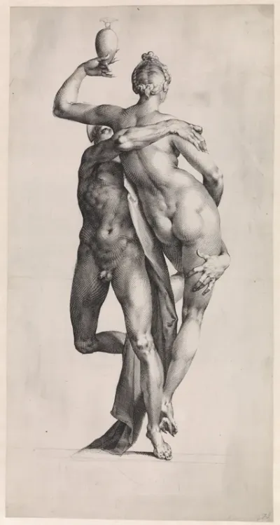 Mercurius en Psyche: aanzicht met de achterzijde van Psyche