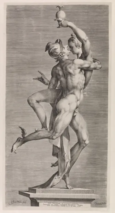 Mercurius en Psyche: zijaanzicht met de zijde van Mercurius