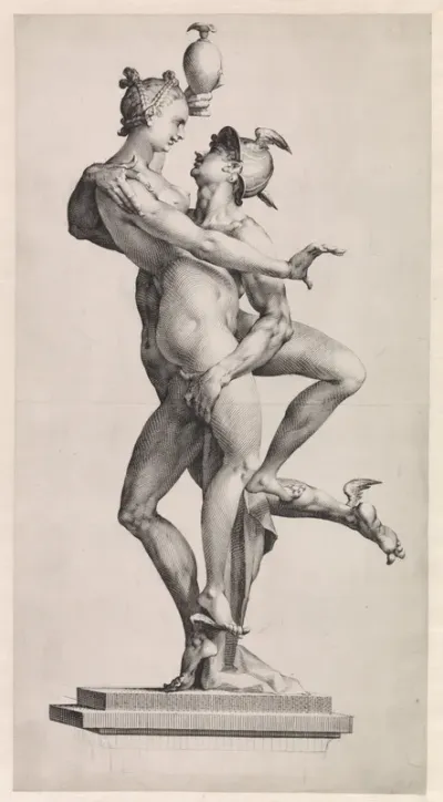 Mercurius en Psyche: zijaanzicht met de zijde van Psyche