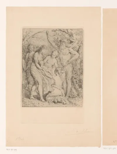 Mercurius geeft baby Bacchus aan de nimfen