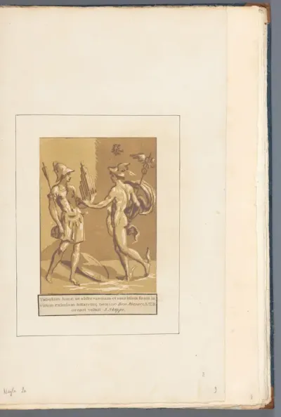 Mercurius geeft Minerva een panfluit