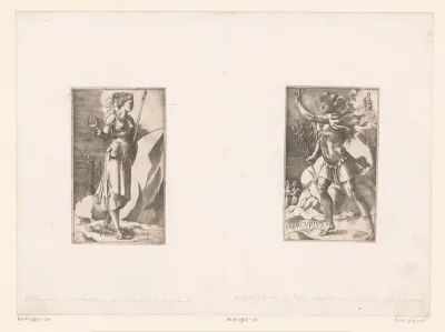 Mercurius met achter hem personificaties van de sterrenbeelden tweelingen en maagd