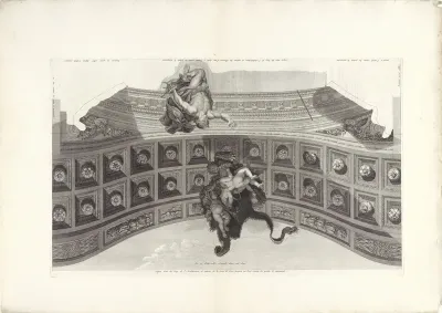 Mercurius met een trompet en putti die de huid van de Nemeïsche leeuw dragen