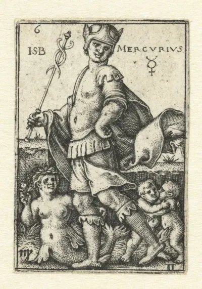 Mercurius met sterrenbeelden Maagd en Tweelingen