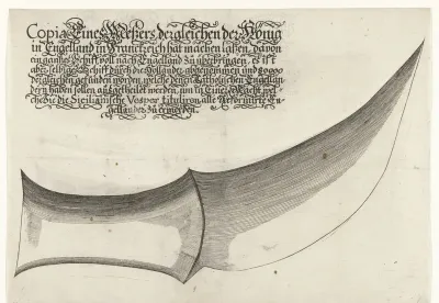 Mes aangetroffen op een Frans schip, waarmee de protestanten in Engeland vermoord zouden worden, 1688