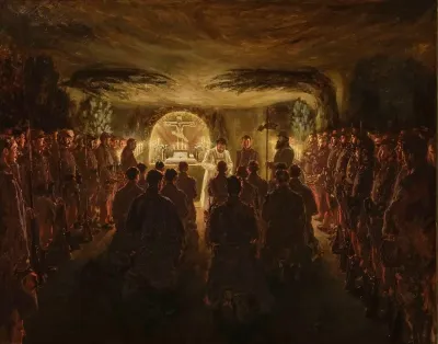 Messe de minuit dans les carrières de Confrécourt le 24 décembre 1914
