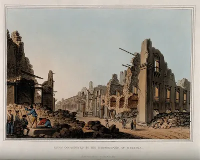 Messina, Sicily, Italy: ruins after an earthquake