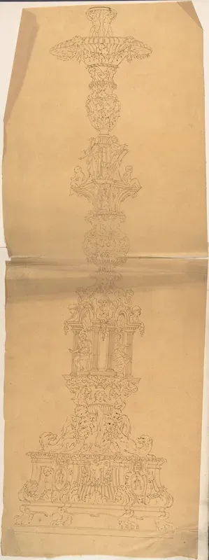 Metal Candlestick with Classical Ornament