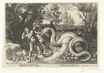 Metgezellen van Cadmus door een draak verslonden
