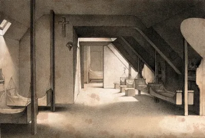 Mettray penal colony, Mettray, France: the dormitory for pupils at the school