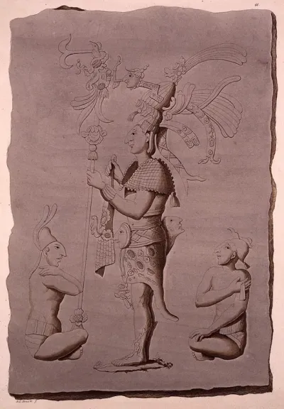 Mexico: a pre-Hispanic bas-relief from Oaxaca, showing a warrior