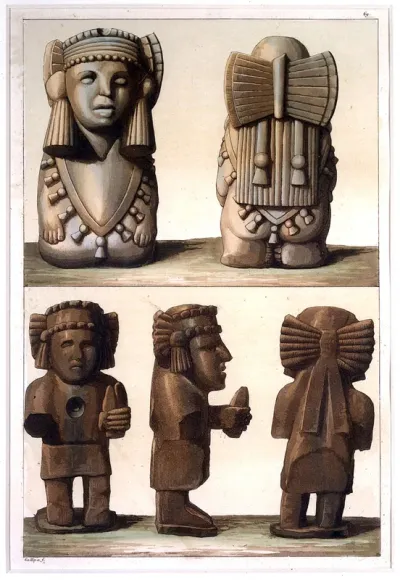 Mexico: (above) a bust of an Aztec priestess or divinity, belonging to Mr