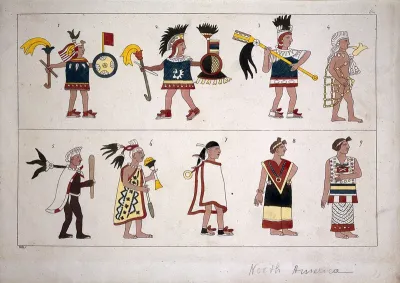 Mexico: nine Aztec figures including one (no