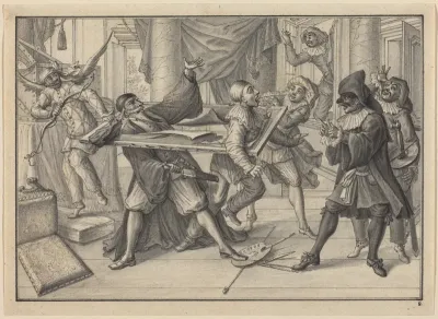 Mezzetin and Harlequin Use the Picture Frame to Catch Pantaloon and Pierrot