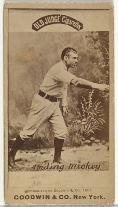Michael Francis "Smiling Mickey" Welch, from the Old Judge series (N172) for Old Judge Cigarettes