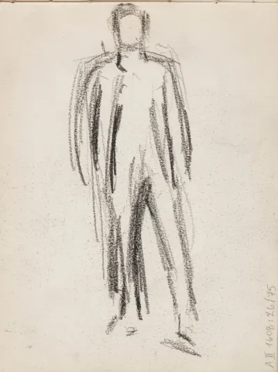 Mies edestäpäin, luonnos