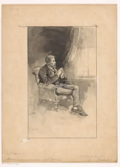 Mijmerende man in een leunstoel