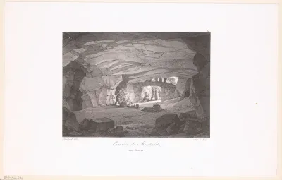 Mijnwerkers pauzeren in een steengroeve van Les Montalais