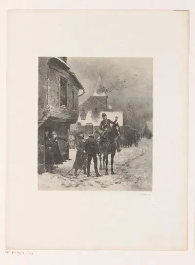 Militairen bij een herberg