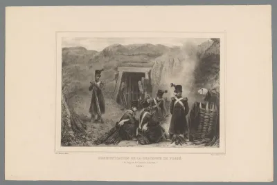 Militairen bij een mijngang, 1832