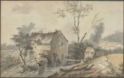 Mill with Bridge and Figures