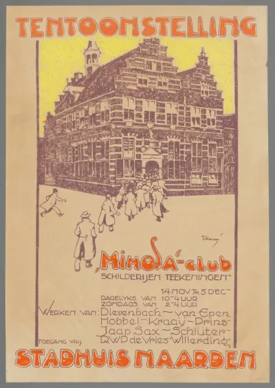 Mimosaclub tentoonstelling schilderijen, teekeningen, stadhuis Naarden.