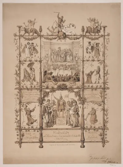 Mindeblad om kunstnerkarnevalet d. 3. marts 1854