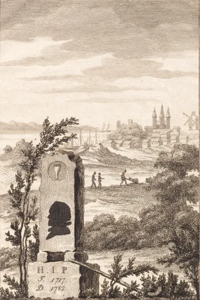 Mindestøtte for Hans Jakob Paludan. Titelblad til "Beskrivelse over Staden Kalundborg"