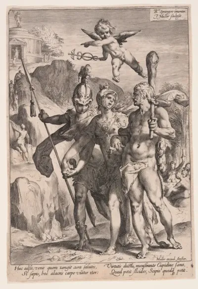 Minerva and Cupid Leading Hercules and Scipio to the Path of Virtue