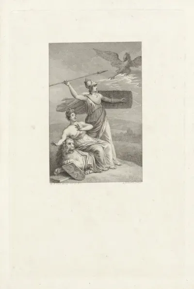 Minerva beschermt de Nederlandse maagd, 1815