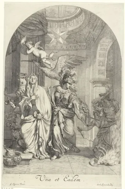 Minerva beschermt drie Deugden