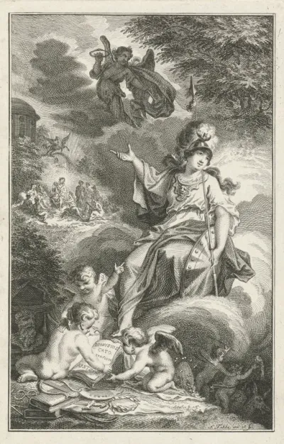 Minerva en Apollo met zijn Muzen