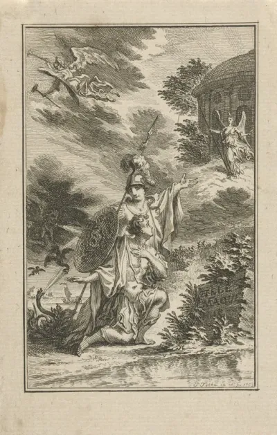 Minerva en Telemachus voor een tempel