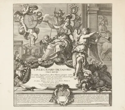Minerva op een troon zittend