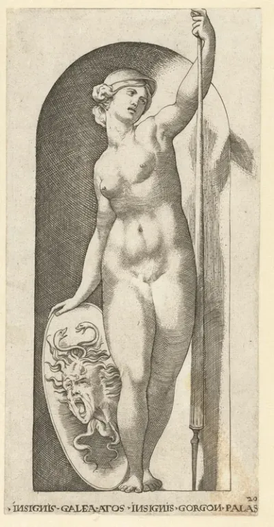 Minerva (Pallas Athena) met Medusahoofd op schild