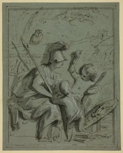 Minerva with Two Putti