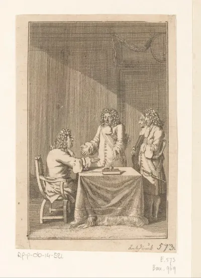 Minister Grumbkow en Gaultier vertellen Friedrich Wilhelm dat de staatskas leeg is