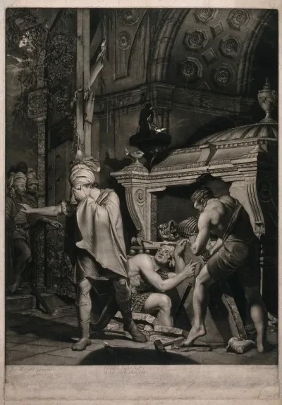 Miravan opening the tomb of his ancestors in search of treasure, discovers that the treasure is not gold but repose