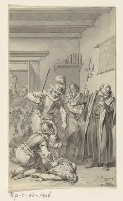 Mishandeling van de zoon van de geleerde Hortensius door de Spanjaarden te Naarden, 1 december 1572