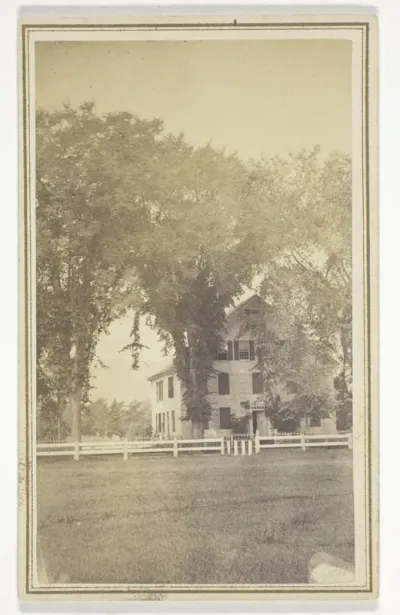 Miss Brown's house and curious elm cross.