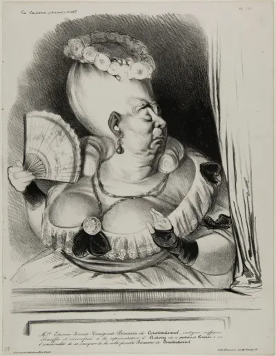 Miss Etienne-Mona-Lisa-Cunégonde-Silly Goose of the Constitutionnel, indignate, choking and over-ornate at the performance of Anthony in which the mischievous Dumas had the indecency of scoffing at the noble family Silly Goose of the Constitutionnel.